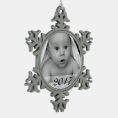 カスタムフォトスノーフレークオーナメント（日付） スノーフレークピューターオーナメント (左)