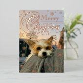 カスタムフォトスノーフレークタイポグラフィクリスマス 箔シーズンカード (立ち正面)