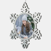 カスタムフォトスノーフレークホリデーピューターオーナメント スノーフレークピューターオーナメント (右)