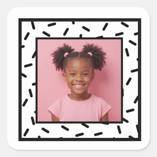 カスタムフォトスプレッスルフレーム誕生日パーティーの好意 スクエアシール (正面)