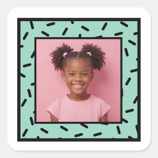 カスタムフォトスプレッスルフレーム誕生日パーティーの好意 スクエアシール (正面)