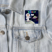 カスタムフォトスペースマン誕生日キッズ年齢 缶バッジ (インサイチュ)