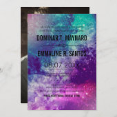 カスタムフォトスモキー銀河系結婚式招待状 招待状 (正面/裏面)