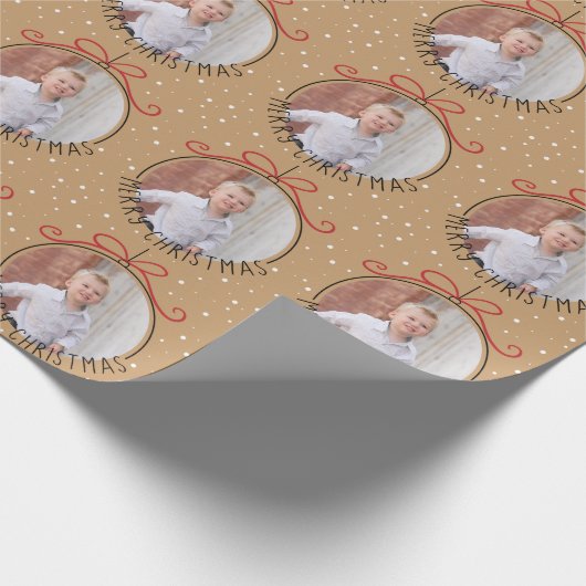 カスタムフォトタンとブラッククリスマス ラッピングペーパー (角)