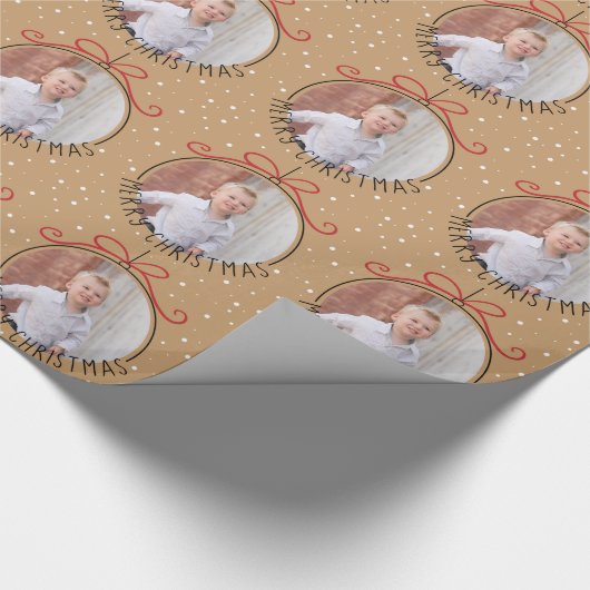 カスタムフォトタンとブラッククリスマス ラッピングペーパー (角)