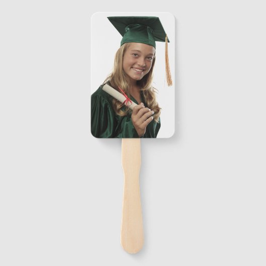 カスタムフォトダークグリーン白金ゴールド卒業 ハンドファン (裏面)