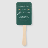 カスタムフォトダークグリーン白金ゴールド卒業 ハンドファン (正面)