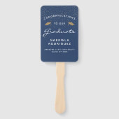 カスタムフォトダークブルーホワイト金ゴールド卒業 ハンドファン (正面)