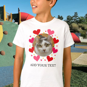 カスタムフォトテキスト赤いハートの子供用オリジナルTシャツ Tシャツ
