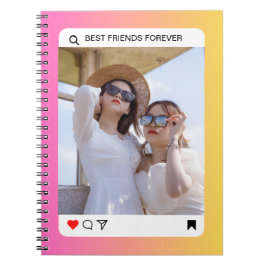 カスタムフォトテキストInstagramモダンピンク ノートブック