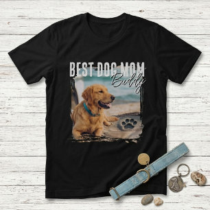 カスタムフォトディストressedヴィンテージ枠付きベストドッグマム tシャツ