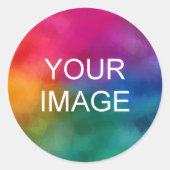 カスタムフォトデザインまたはロゴのシンプルテンプレート ラウンドシール (正面)