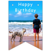 カスタムフォトデザイン-ハッピーバースデー – マイペット バンティングフラッグ (第1の旗)