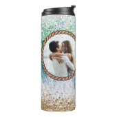 カスタムフォトトロピカルビーチアクア航海のロープ タンブラー (回転左)