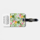 カスタムフォトトロピカルフラワー&パイナップルストライプ ラゲッジタグ (裏面横)