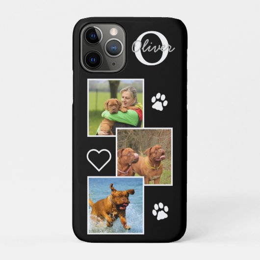 カスタムフォトドッグペット猫モノグラムイニシャルブラック Case-Mate iPhoneケース (裏)