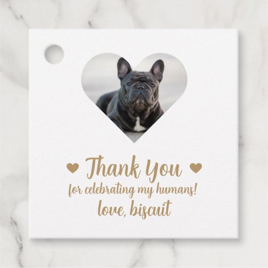 カスタムフォトドッグ結婚式の引き出物ラベル フェイバータグ (正面)