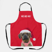 カスタムフォトドッグ赤サンタ帽子ママ写真付きギフト エプロン (正面)