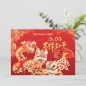 カスタムフォトドラゴングッドラックニューイヤーホリデーカード シーズンカード (スタンド正面)