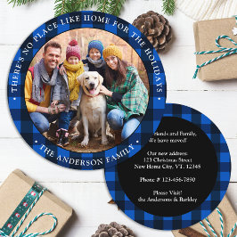 カスタムフォトニューホームブループレイドホリデームービング 案内状