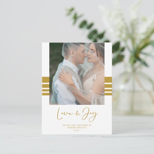 カスタムフォトニューライズ初めてのクリスマス ポストカード (スタンド正面)