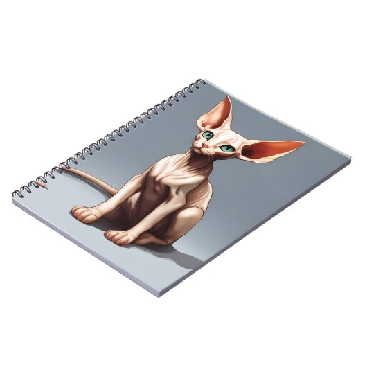 カスタムフォトノートブック |かわいい小妖精や小人スフィンクス猫 ノートブック (左側)