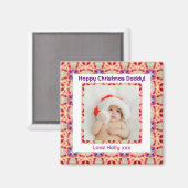 カスタムフォトハッピークリスマスダディすてきパパパパ マグネット (正面/裏面)