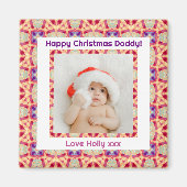 カスタムフォトハッピークリスマスダディすてきパパパパ マグネット (正面)