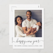 カスタムフォトハッピーニューイヤーGray Script シーズンポストカード (正面/裏面)