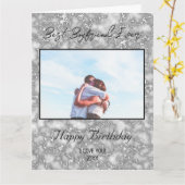 カスタムフォトハッピーバースデー最高のボイフレンエバー カード (黄色い花)