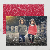 カスタムフォトハッピーホリデーズクリスマススノーフレーク シーズンカード (正面/裏面)