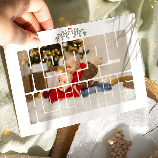 カスタムフォトハッピーホリデータイポグラフィクリスマスカード シーズンカード