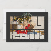 カスタムフォトハッピーホリデー文字ブラッククリスマス シーズンカード (正面)