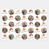 カスタムフォトハッピーホリデー ラッピングペーパーシート (正面3)