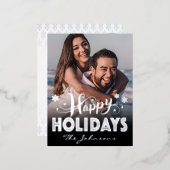 カスタムフォトハッピーホリデー 箔シーズンポストカード (正面/裏面)