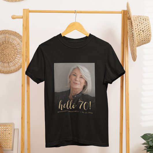 カスタムフォトハロー70歳誕生日パーティー Tシャツ