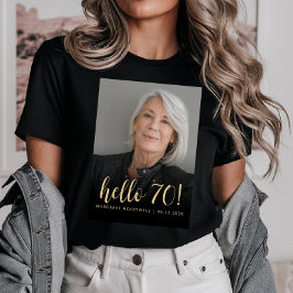 カスタムフォトハロー70歳誕生日パーティー Tシャツ