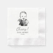 カスタムフォトハンドスケッチパーソナライズされた応援 縁ありカクテルナプキン (正面)