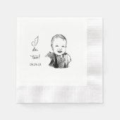 カスタムフォトハンドスケッチパーソナライズされたIも 縁ありカクテルナプキン (正面)