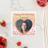 カスタムフォトハートアートバースデーパーティーテンプレート スタンダードカクテルナプキン (インサイチュ)