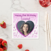 カスタムフォトハートアートバースデーパーティーテンプレート スタンダードカクテルナプキン (インサイチュ)