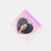 カスタムフォトハートアートバースデーパーティーテンプレート スタンダードカクテルナプキン (角)