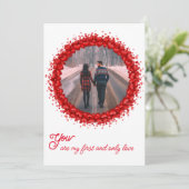 カスタムフォトハートリースホリデーカード シーズンカード (スタンド正面)