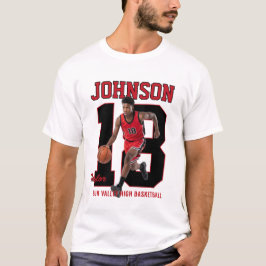 カスタムフォトバスケットボール選手番号レッド Tシャツ