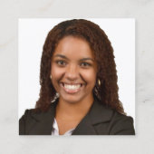 カスタムフォトバックパープルグリッターQRコードフロント スクエア名刺 (裏面)