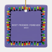 カスタムフォトバック文字パーティーランプ紫 セラミックオーナメント (裏面)