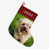 カスタムフォトバッファロープレイパーソナライズされたド ラージクリスマスストッキング (正面 (吊り時))