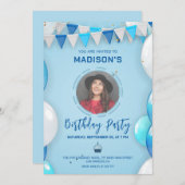 カスタムフォトバルーン誕生日招待状 招待状 (正面/裏面)