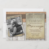カスタムフォトバーラップバーンウッド結婚式招待状 招待状 (正面)