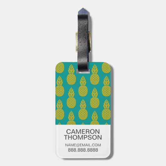 カスタムフォトパイナップルトロピカルフルーツ ラゲッジタグ (裏面縦)